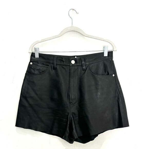 FRAME $598 High-rise Lamb Leather Shorts - Picture 8 of 11
